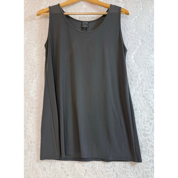 Ciara Sun Woo Mid-Length Scoop Neck Tank Top Charcoal Gray Wrinkle-Free Medium - Picture 2 of 8